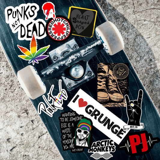 Mystery Pack-Rock N Roll Theme Mix- Grunge, Punk, Classic Rock Stickers, Skateboard Stickers, Water Bottle Decals - Brandi Renee Studio