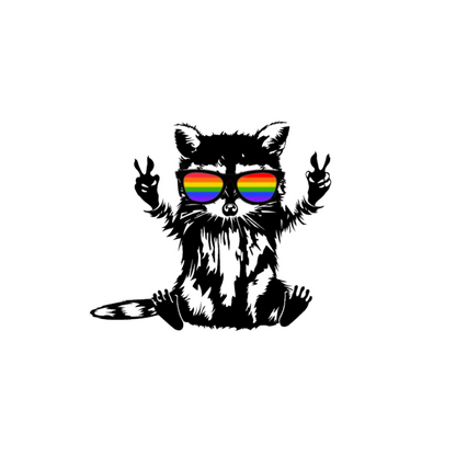Queer Pride Raccoon Sticker- Laptop Decal Sticker, Water Bottle Sticker, Phone Decal - Brandi Renee Studio