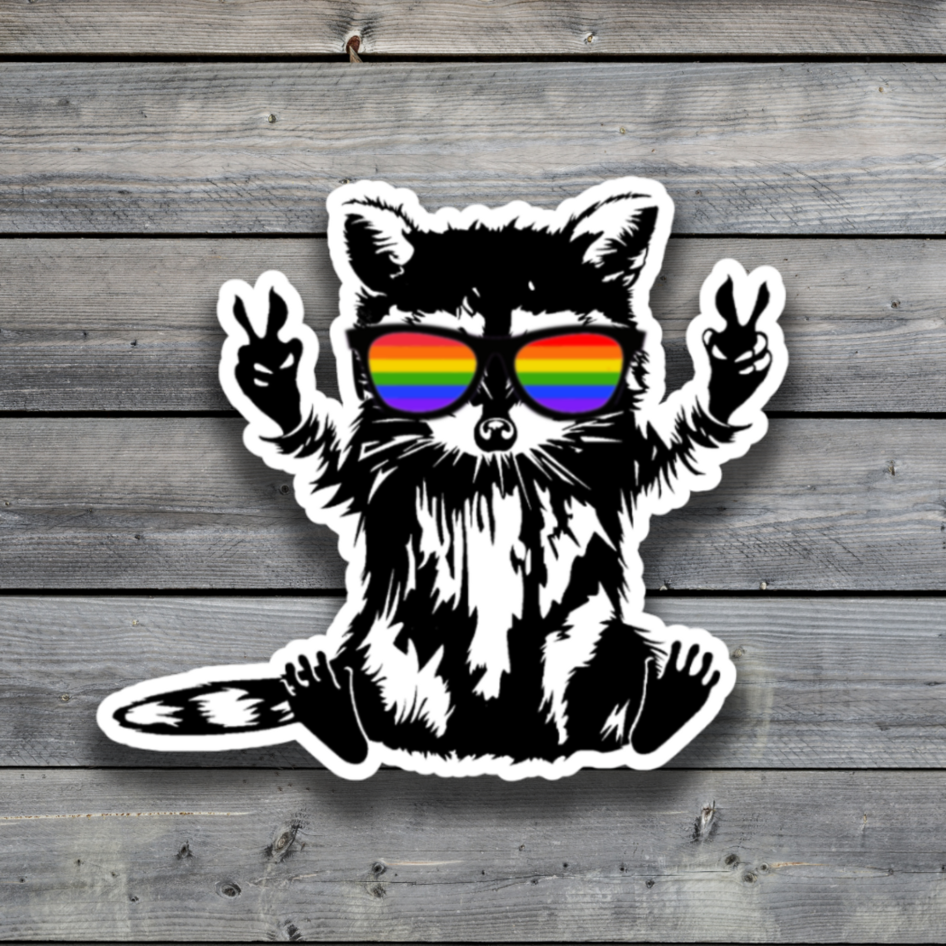 Queer Pride Raccoon Sticker- Laptop Decal Sticker, Water Bottle Sticker, Phone Decal - Brandi Renee Studio