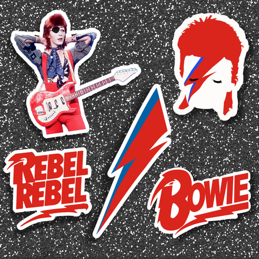 David Bowie Rebel Rebel Stickers- Water Bottle Stickers, Skateboard Stickers, Laptop Decal - Brandi Renee Studio